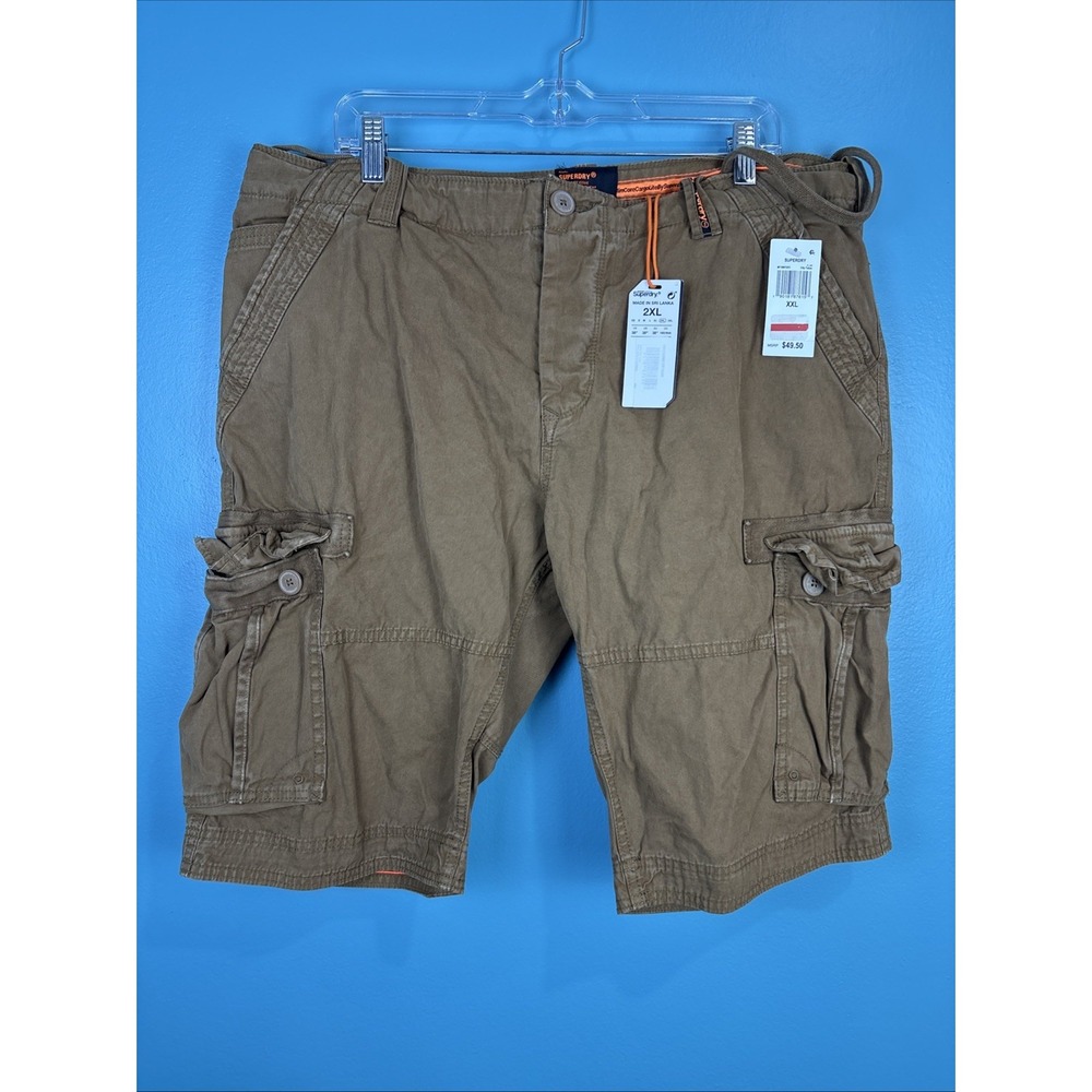 Superdry Cargo Shorts XXL Brown Paratrooper Military Y2K Skater Streetwear